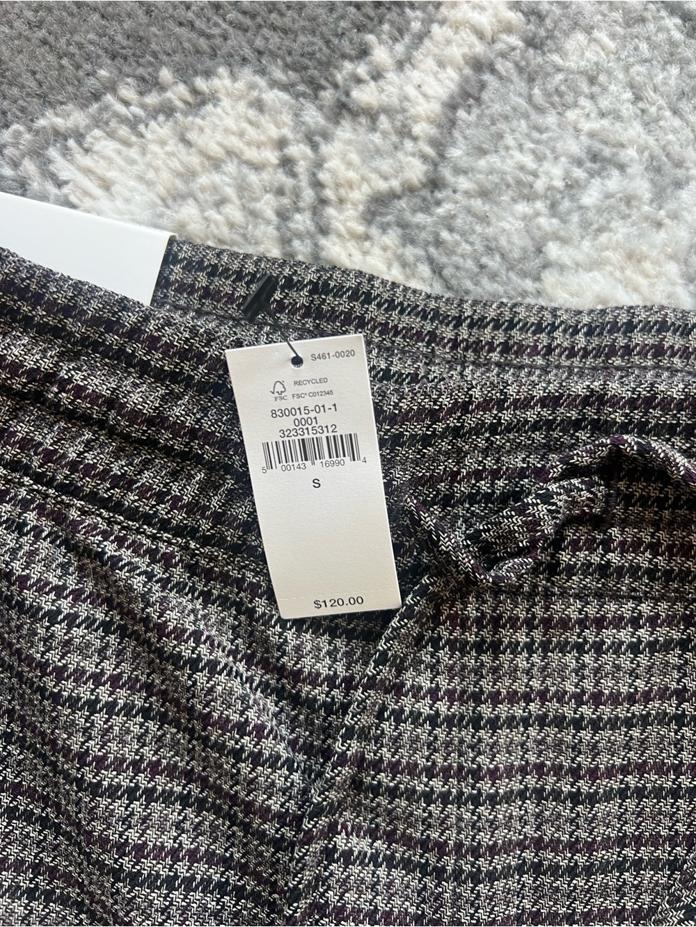 Houndstooth Pull-On Pants with Burgundy Side Stripe - Picture 8 of 8